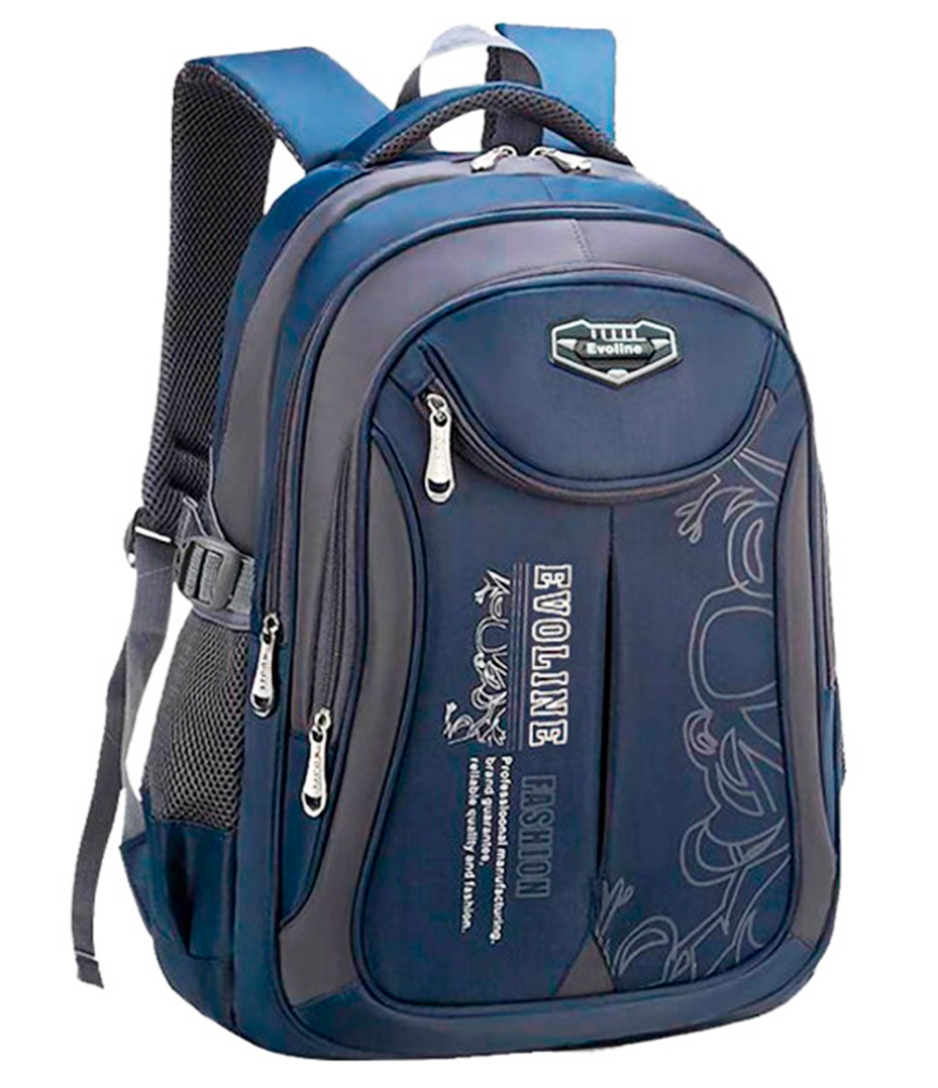 Рюкзак школьный Evoline большой темно-синий с потайным карманом - фото 1