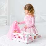 Кроватка Лесная мастерская для кукол с постельным бельем и балдахином коллекция «Diamond princess» белый