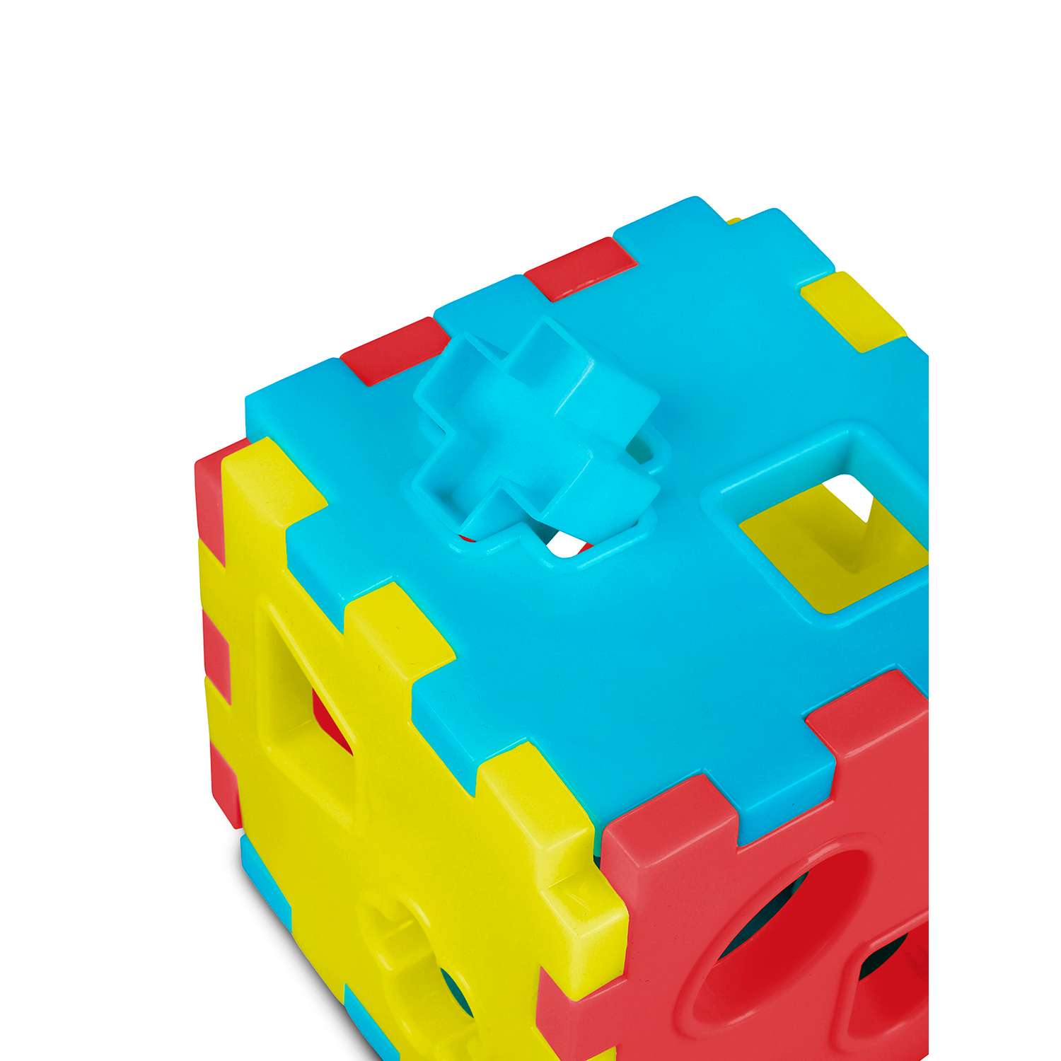 Развивающая игрушка КОМПАНИЯ ДРУЗЕЙ Сортер КУБ в сетке желто-сине-красный - фото 9