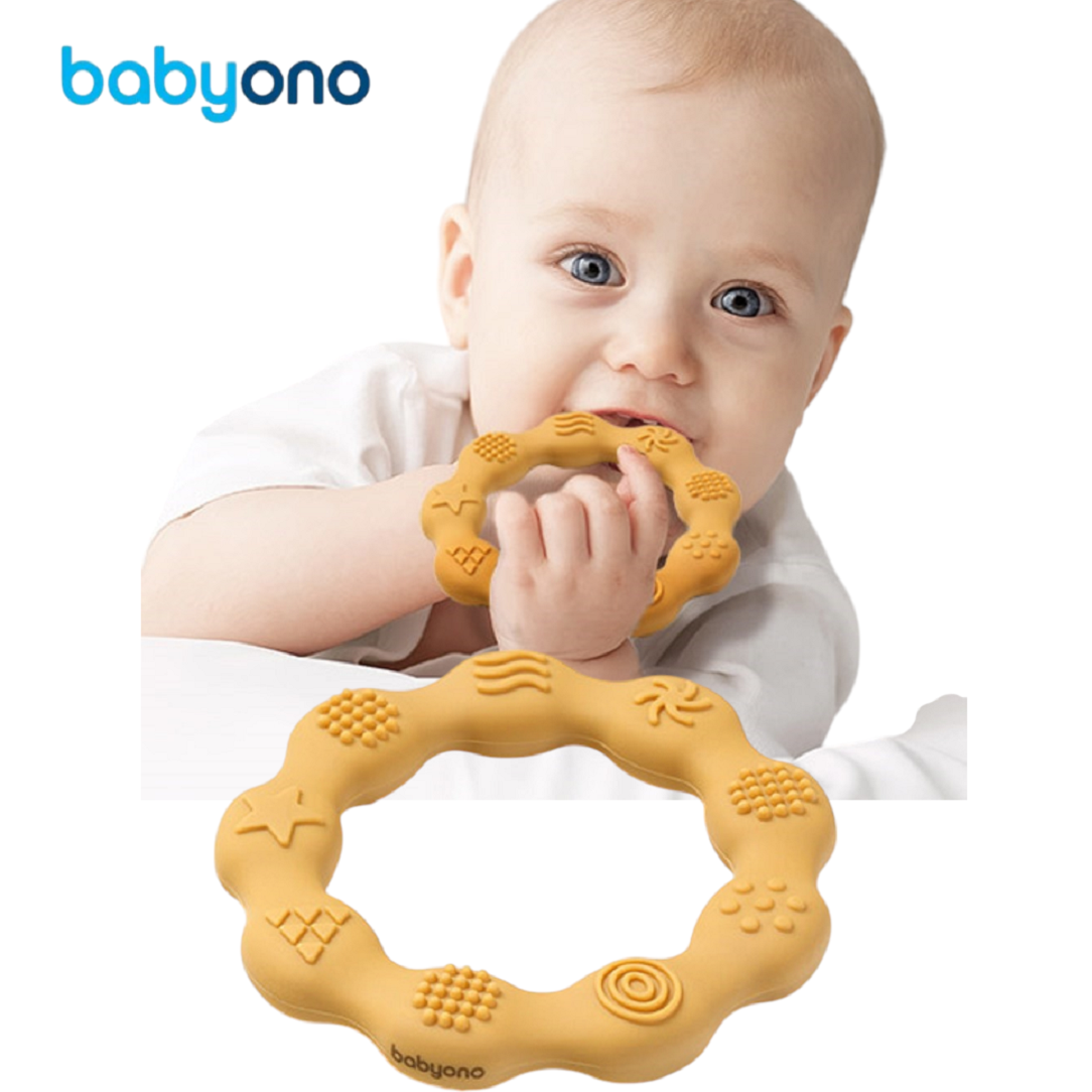 Прорезыватель Babyono силиконовый RING желтый - фото 1