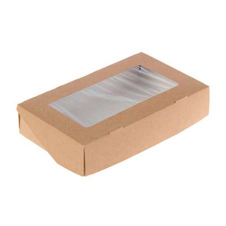 Коробка Айрис упаковочная подарочная картонная с окном 20х12х4 см 1 л 10 шт