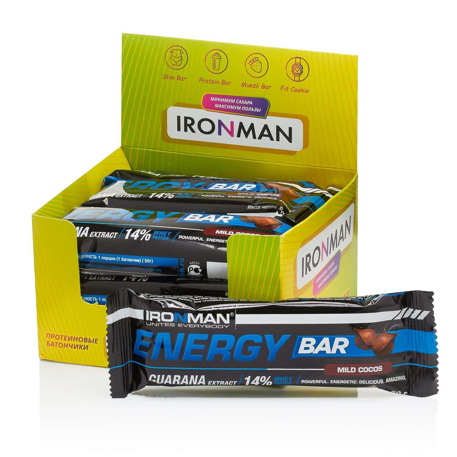 Продукт пищевой IronMan Energy Bar кокос 12*50г - фото 1