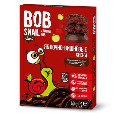 Снек Bob Snail Фруктово-ягодный яблочно-вишневый в темном бельгийском шоколаде без добавленного сахара 60г