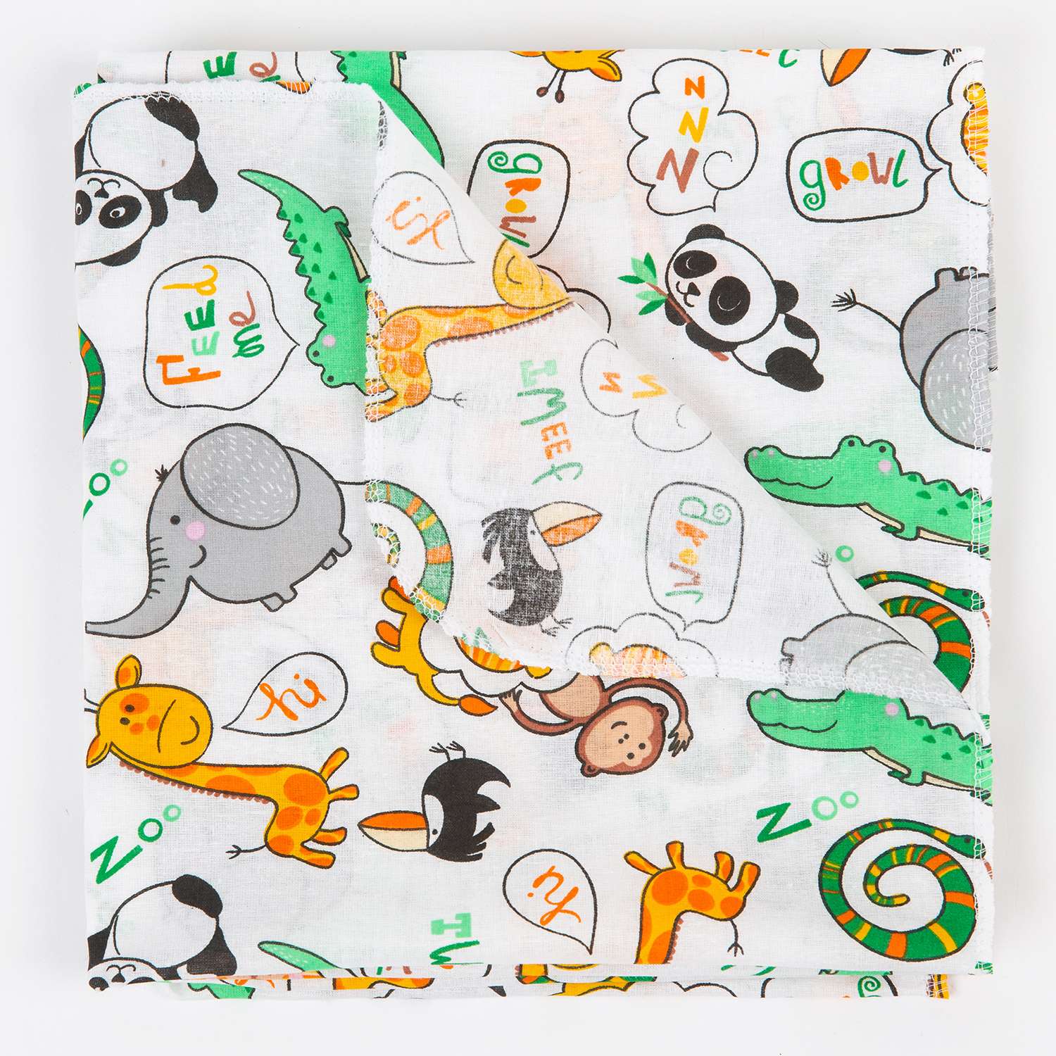 Пеленка ситцевая Чудо-чадо для новорожденных «Вариации» 95х120см зоопарк - фото 6
