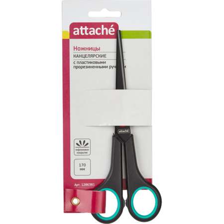 Ножницы Attache 170 мм с пластиковыми ручками черный/красный 4 шт