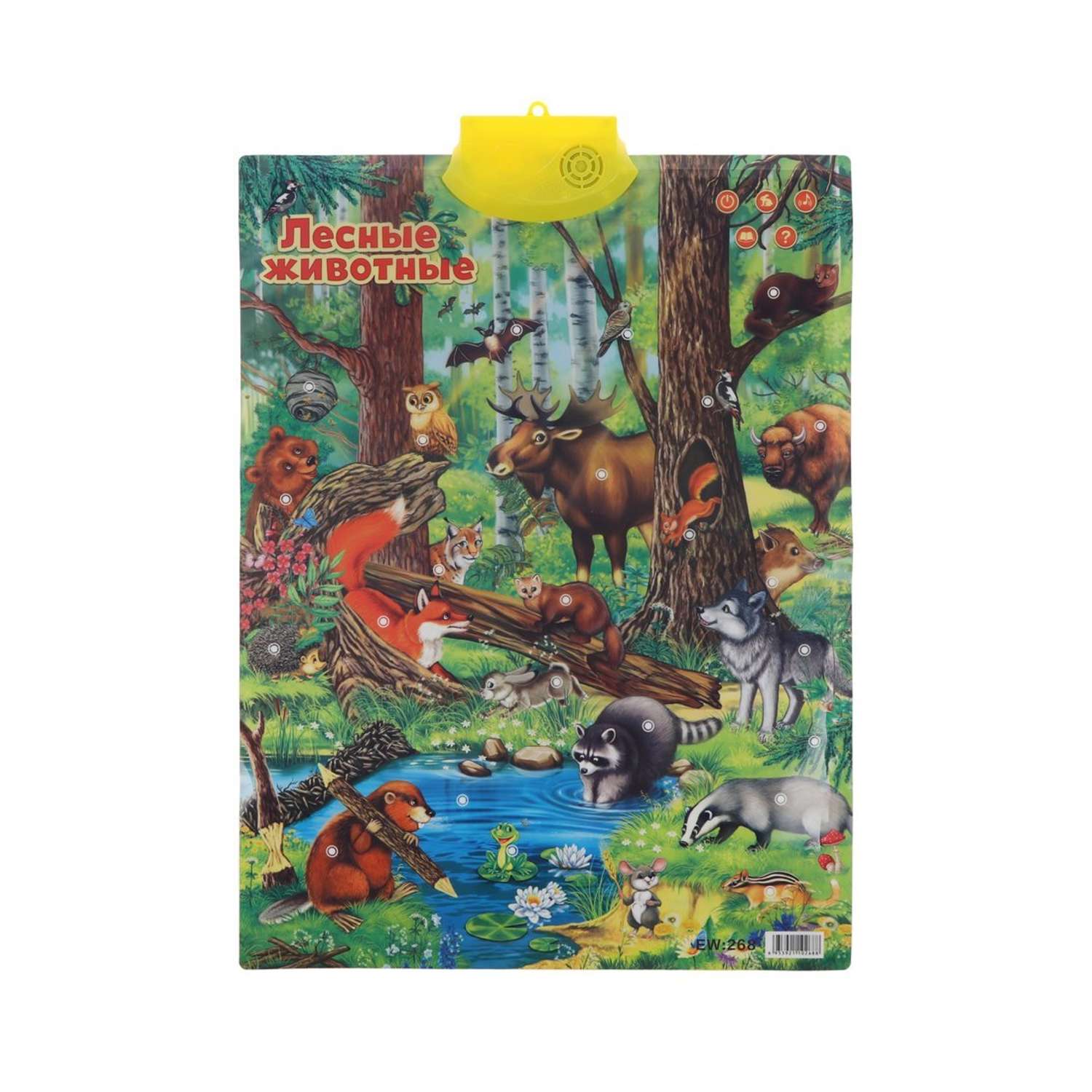 Обучающий плакат Наша Игрушка Лесные животные с сенсорными кнопками и озвучиванием - фото 1