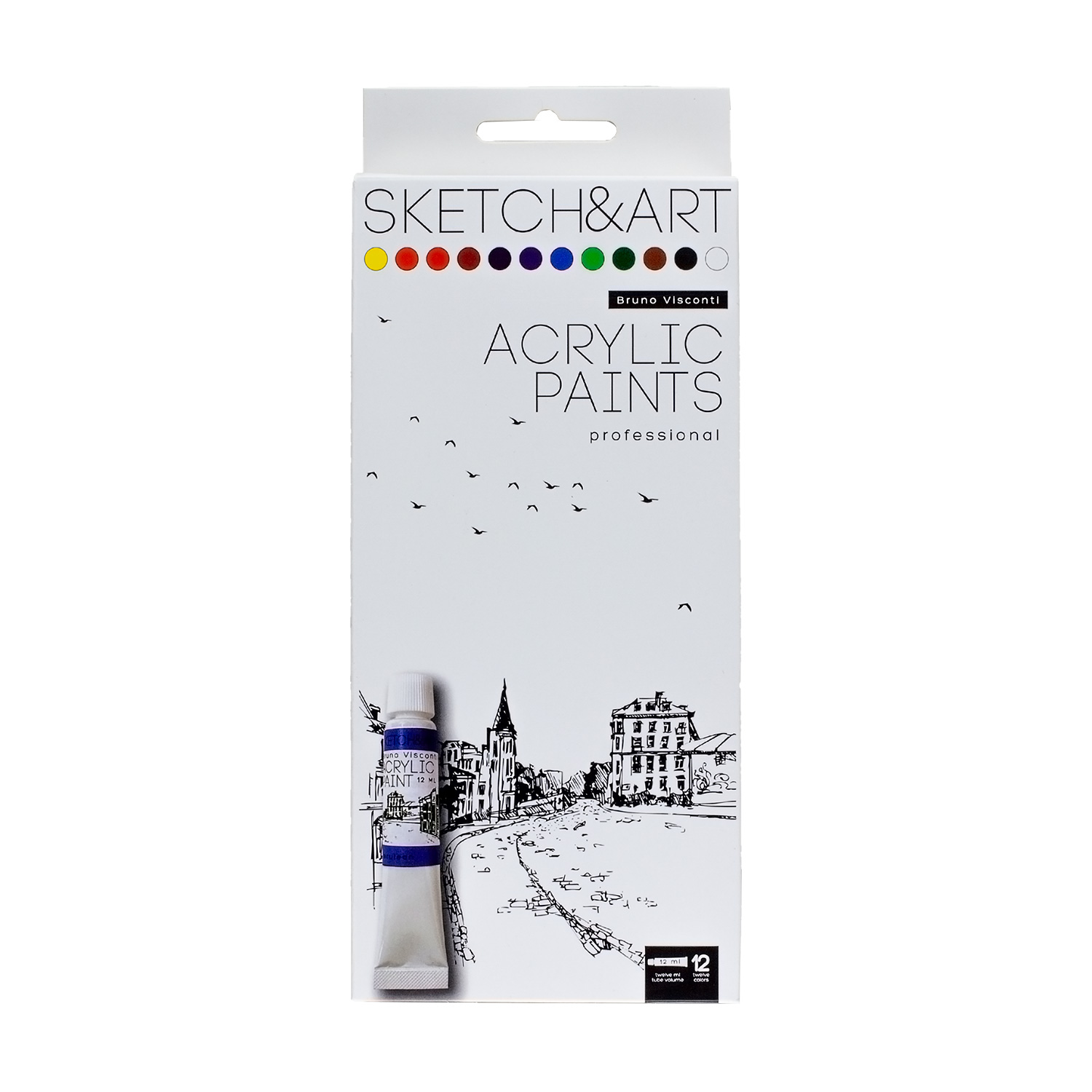 Краски акриловые Bruno Visconti Sketch Art multicolor 12 цветов 12 мл - фото 2