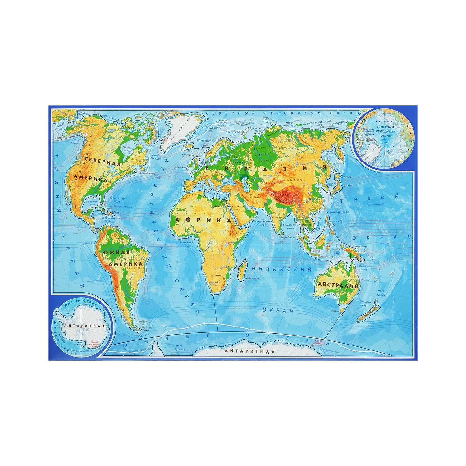 Карта-пазл магнитный АГТ Геоцентр физическая мир для детей 21 деталь 33х23 см - фото 1