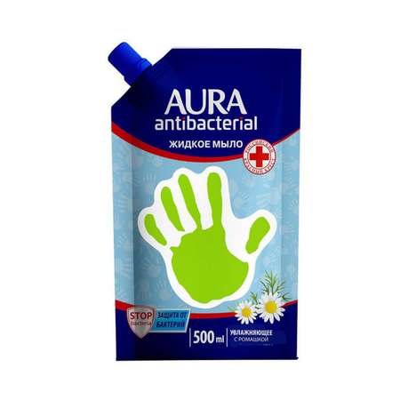 Жидкое мыло AURA Antibacterial С антибактериальным эффектом Ромашка дой-пак 500мл