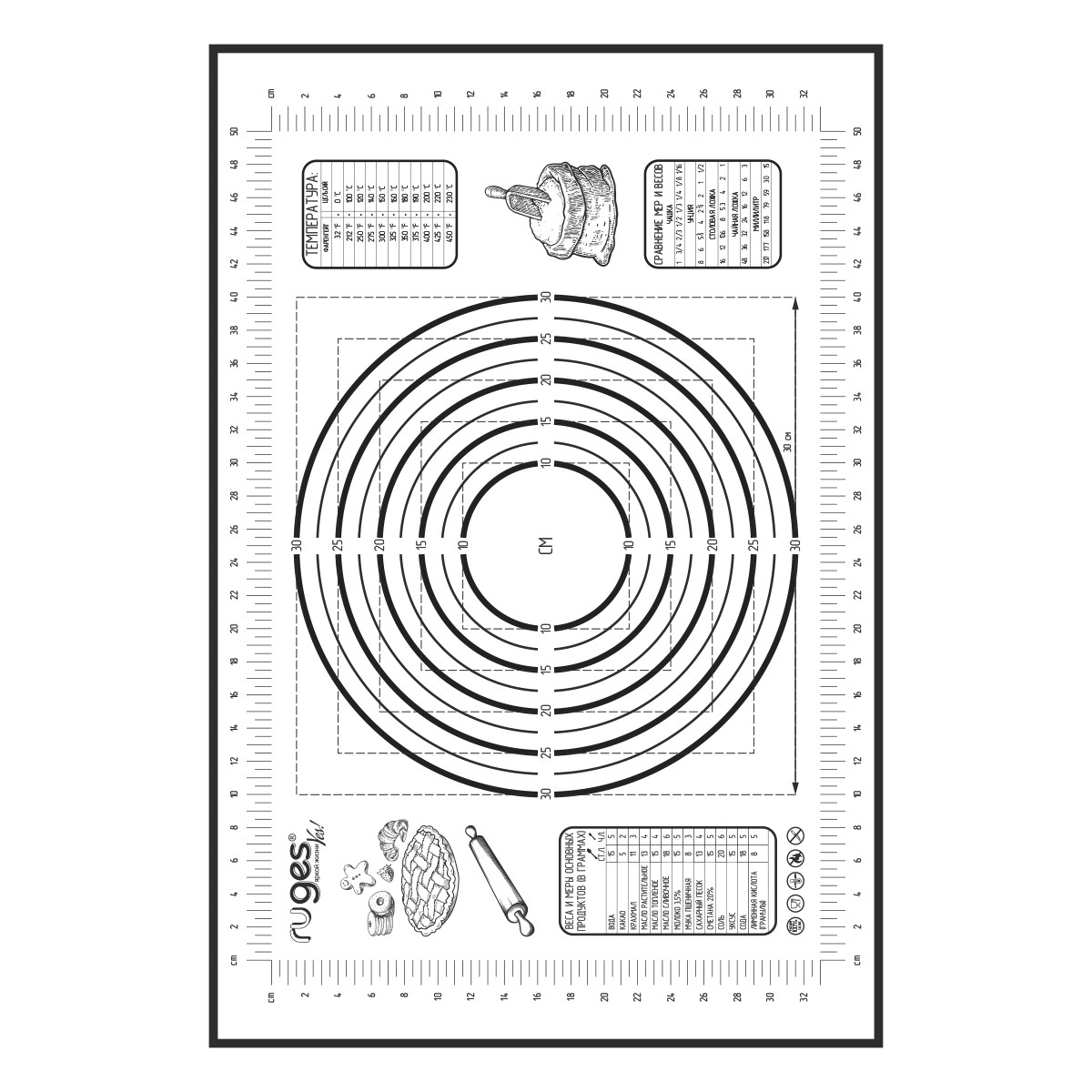 Коврик для теста RUGES большой черный - фото 3