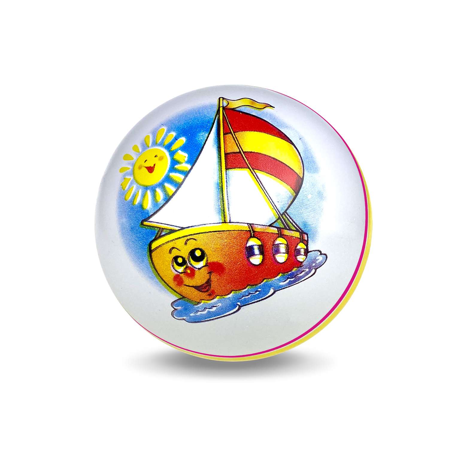 Мяч ЧАПАЕВ диаметр 150 мм Кораблик малиновый - фото 2
