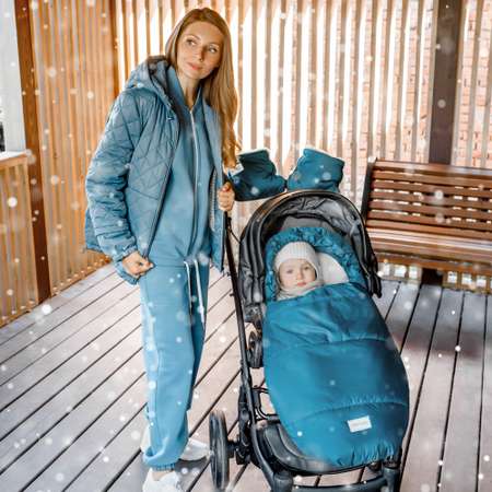 Конверт зимний меховой AmaroBaby Snowy Travel Голубой 105 см