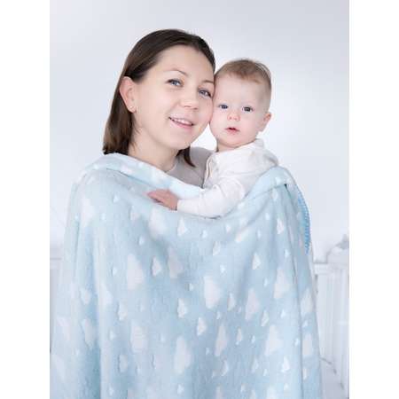 Плед плюшевый Baby Nice MICRO FLANNEL Облака 75х100 см голубой