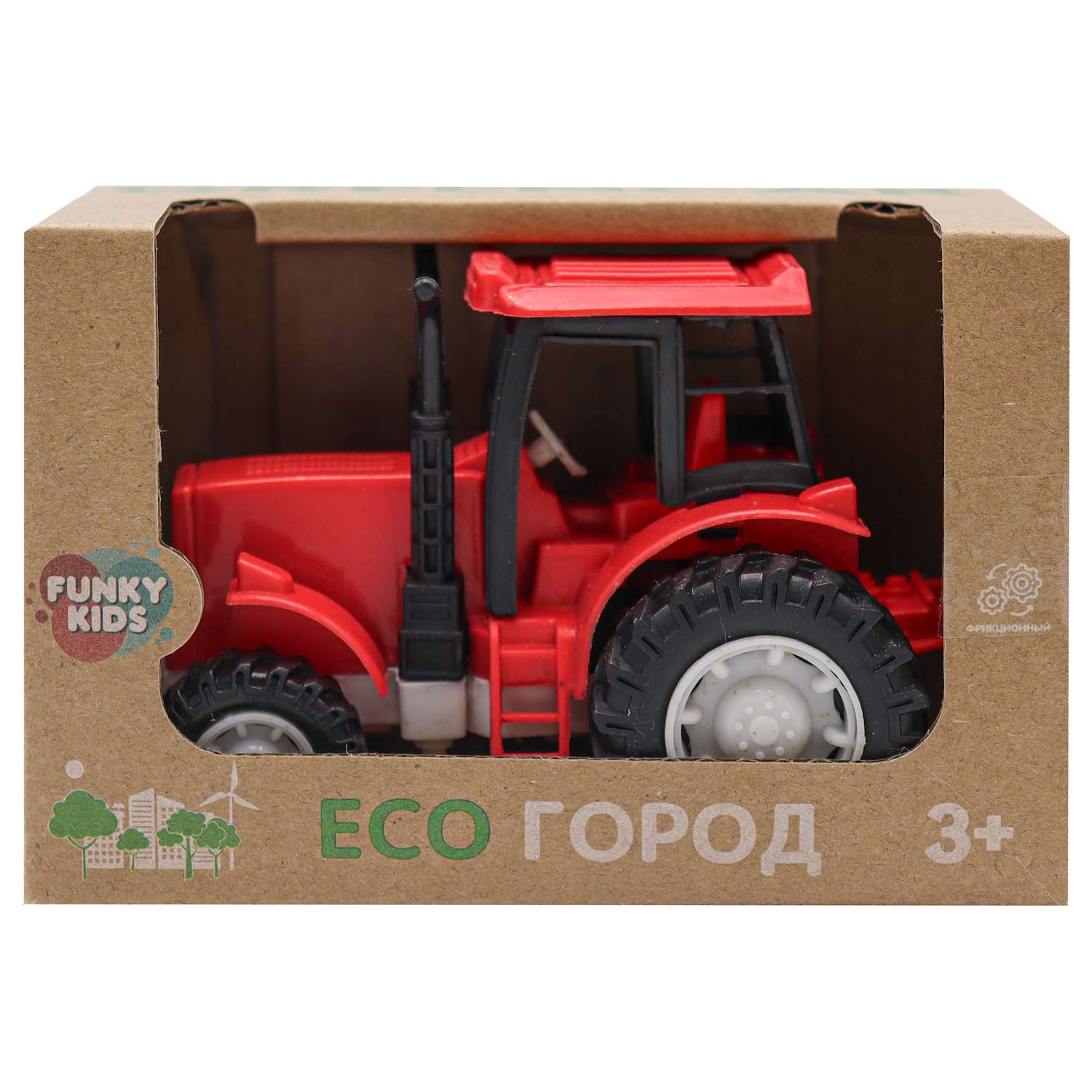 Игрушка Funky Toys Эко-Трактор с фрикц.механизмом 12 см Красный FT0416332-1 FT0416332-1 - фото 2