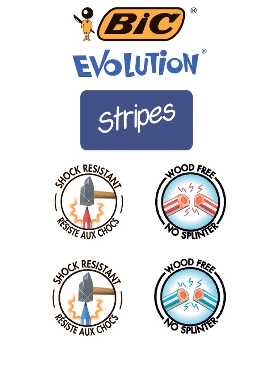 Карандаши простые BIC Evolution Stripes чернографитовые 3 шт - фото 13