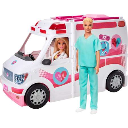 Набор игровой Barbie Кем быть? Клиника 2 куклы+машина скорой помощи GMG35