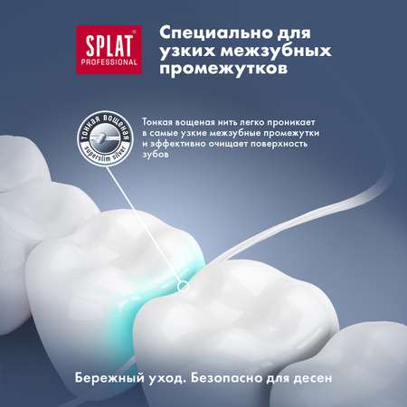 Зубная нить Splat мятная тонкая волокнами серебра 30 метров