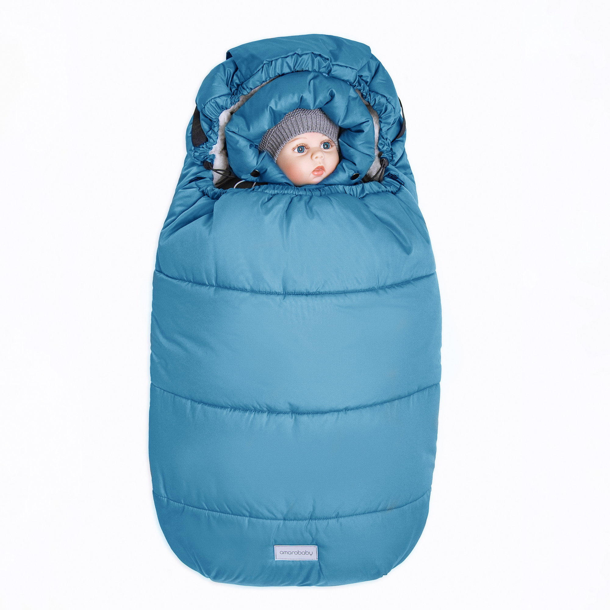 Конверт зимний меховой AmaroBaby Snowy Travel Голубой 105 см - фото 12