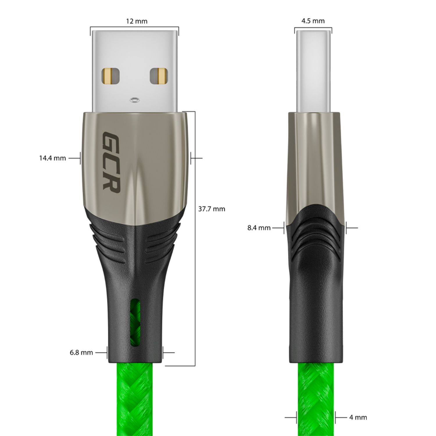 Кабель GCR 1.7m MicroUSB series Mercedes быстрая зарядка в зеленой нейлоновой оплетке GCR-51952 - фото 4