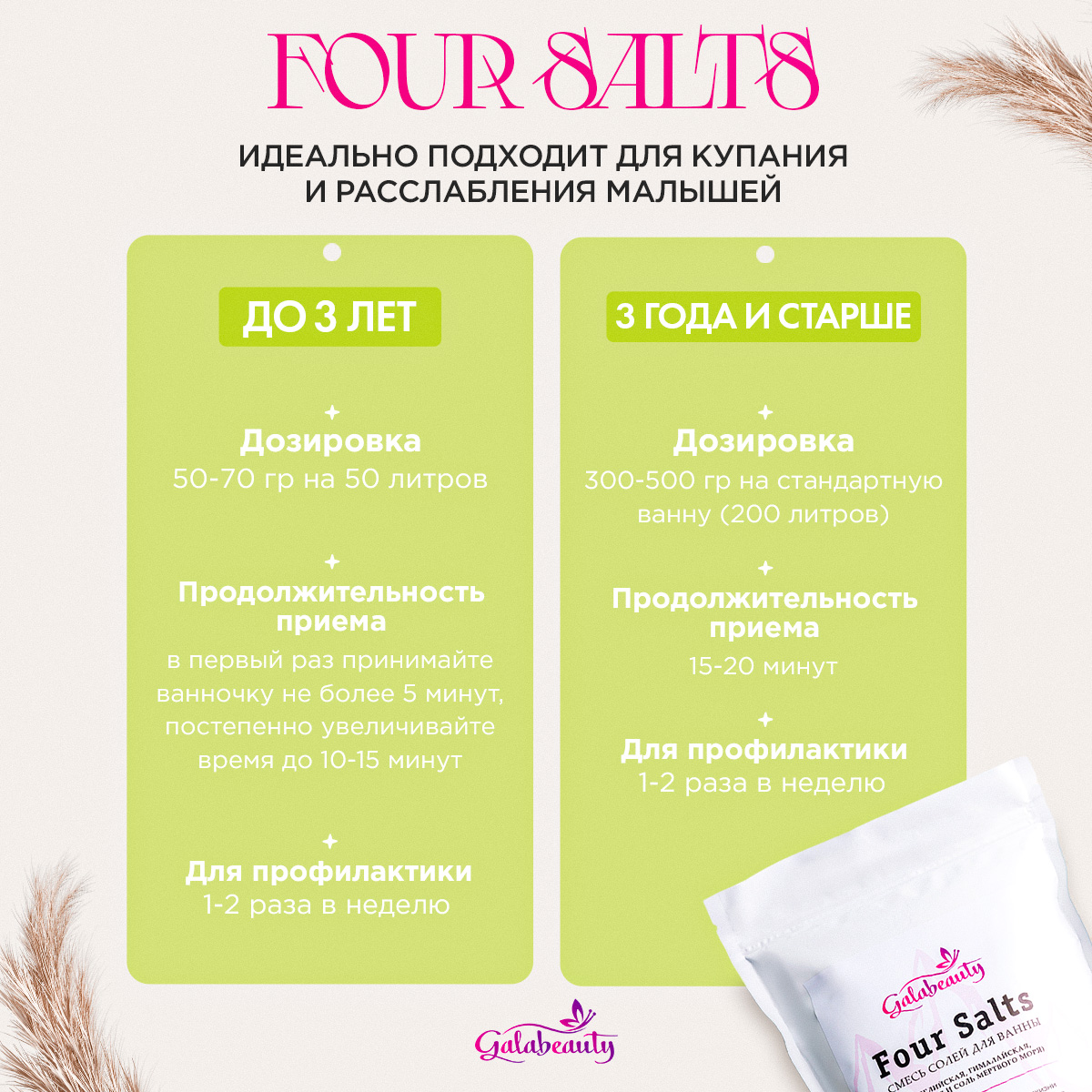 Соль для ванны Galabeauty Four salts 4 вида - фото 8