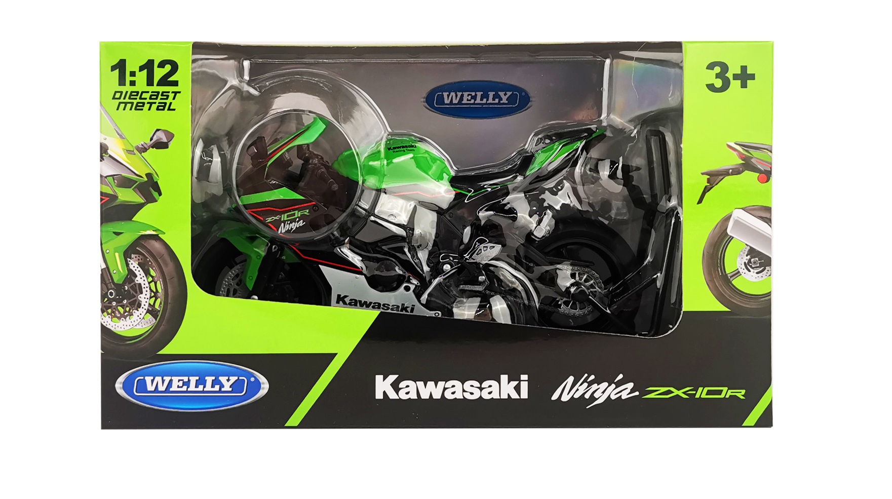 Мотоцикл WELLY 1:12 Kawasaki Ninja ZX-10R зеленый купить по цене 2399 ₽ в  интернет-магазине Детский мир