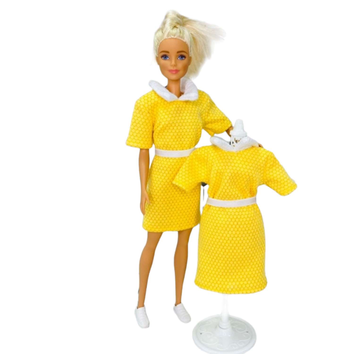 Одежда для куклы Ani Raam Платье желтое с белым воротником для куклы Барби Ani Raam S200 - фото 3