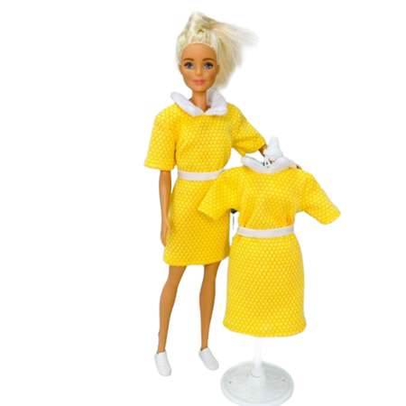 Одежда для куклы Ani Raam Платье желтое с белым воротником для куклы Барби Ani Raam