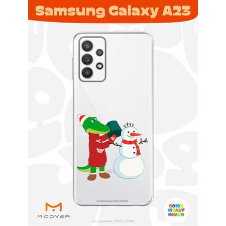 Силиконовый чехол Mcover для смартфона Samsung A23 Союзмультфильм Крокодил Гена и снеговик