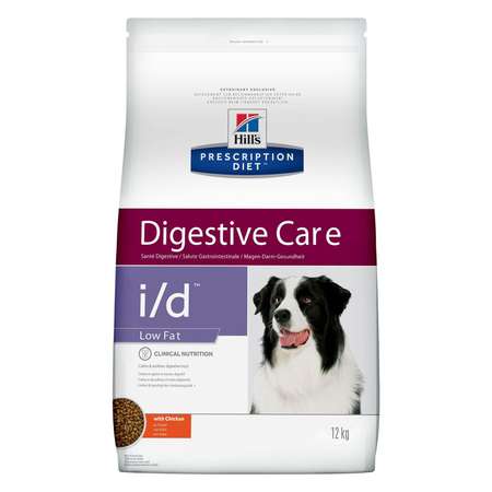 Корм для собак HILLS 12кг Prescription Diet i/d LowFat DigestiveCare для ЖКТ и поджелудочной железы с курицей сухой