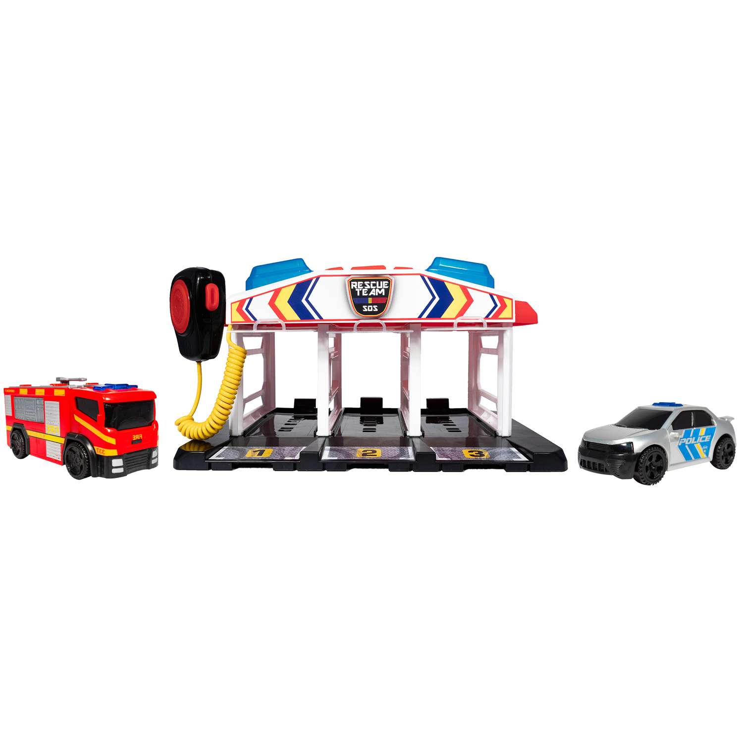 Игровой набор HTI (Teamsterz) SOS-станция с двумя машинками красная пожарная и серая легковая 1417317_3 - фото 1