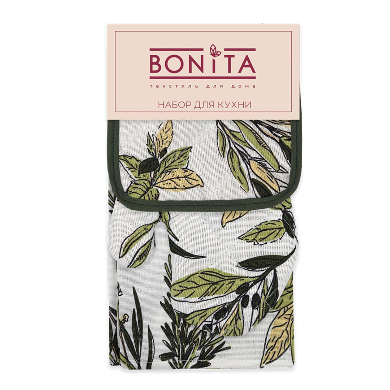 Набор кухонный BONITA полотенце+рукавица+прихватка Олива - фото 6