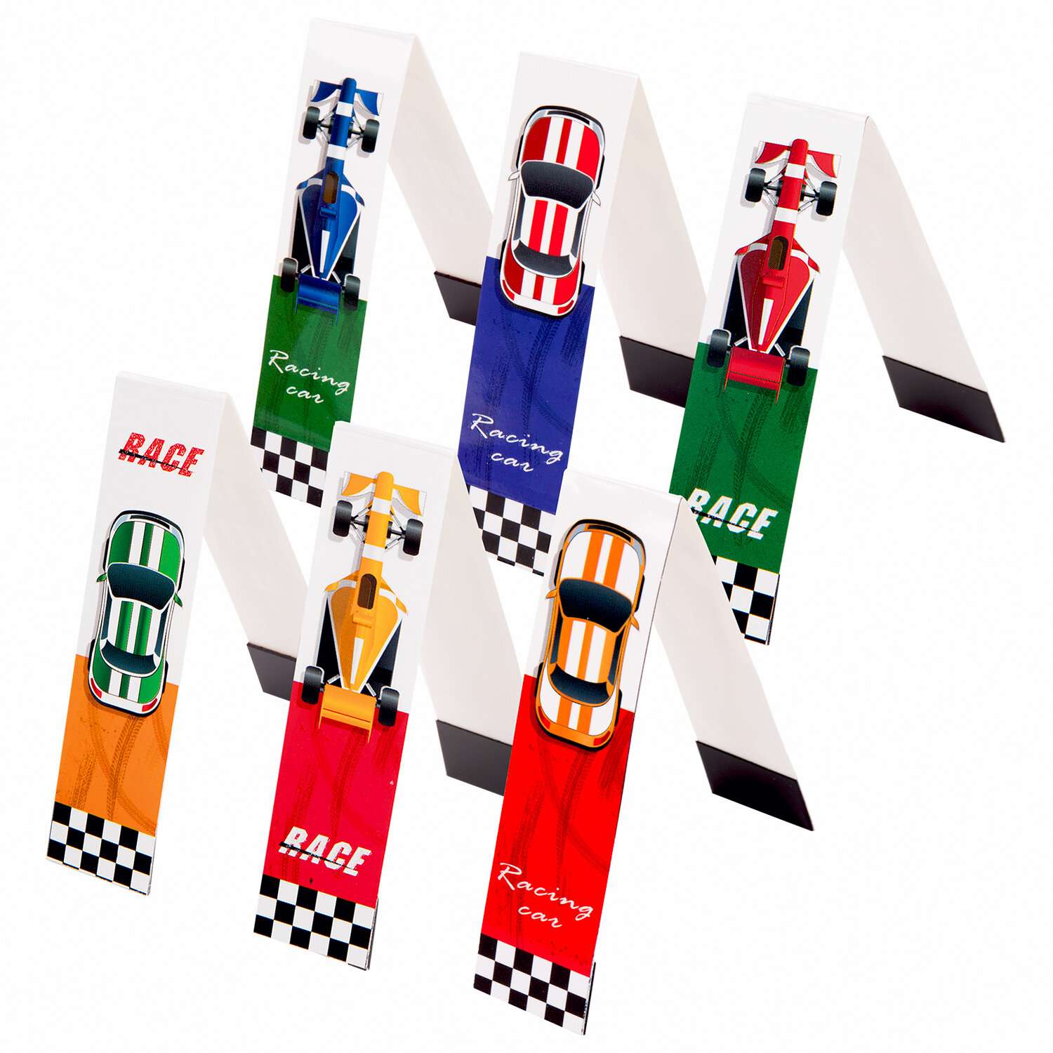 Закладки магнитные Юнландия для книг учебников и тетрадей 6 штук Race Cars - фото 4