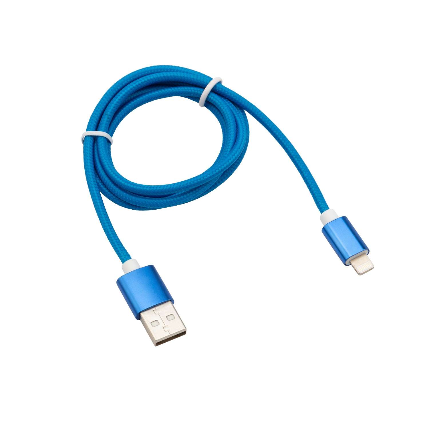 Кабель REXANT USB - Lightning 1 метр в синей нейлоновой оплетке - фото 1