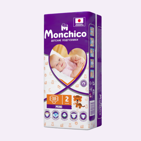 Подгузники Monchico 38 шт. 2