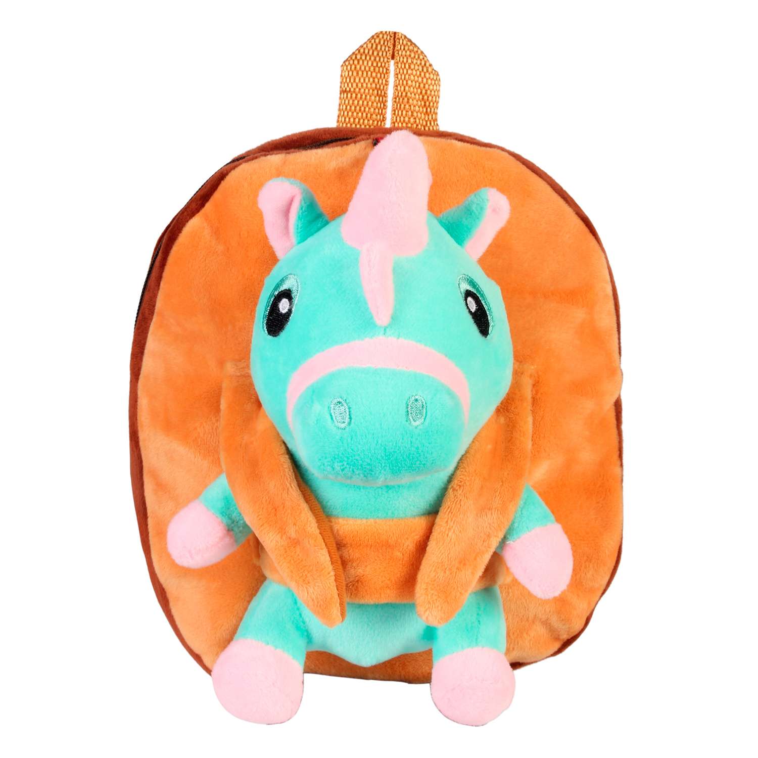 Рюкзак с игрушкой Little Mania коричневый Дракоша светло-зеленый с розовым - фото 1