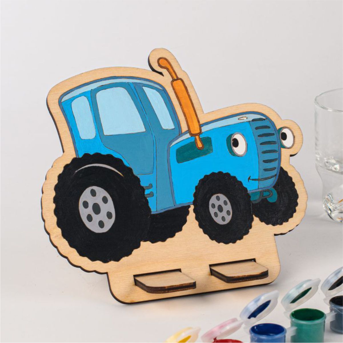 Набор для творчества Синий трактор Раскраска на дереве - фото 1