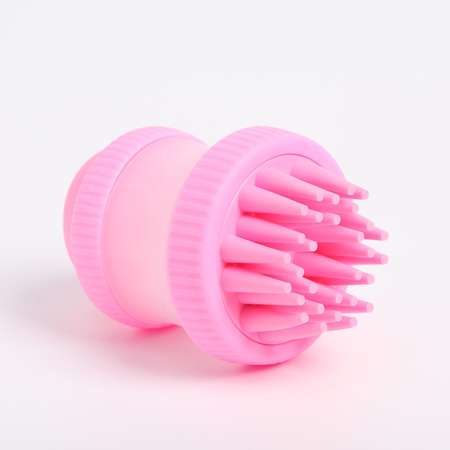 Щётка для мытья и массажа Пижон с емкостью для шампуня розовая