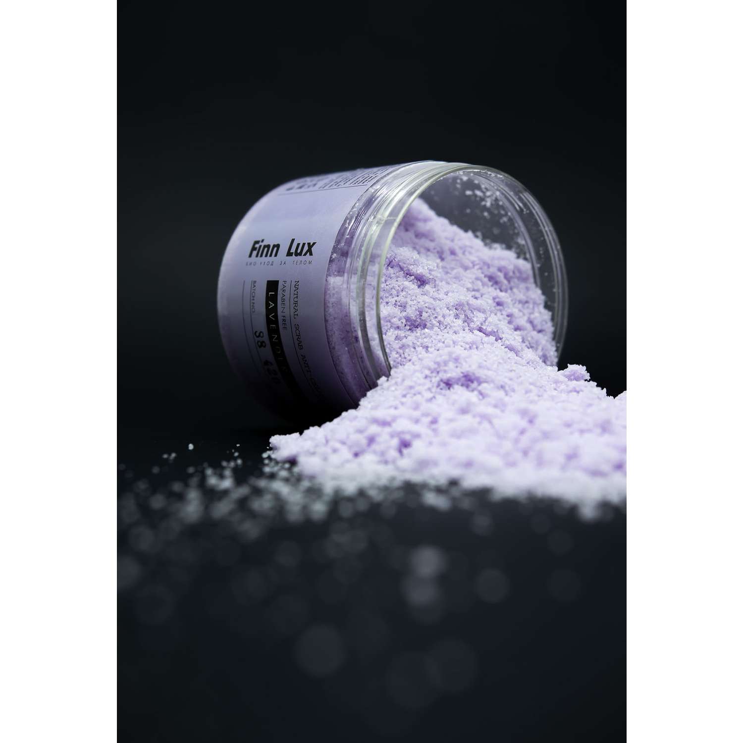 Скраб для тела Finn Lux антицеллюлитный соляной с маслом лавандина Lavender salt 500 гр. - фото 2