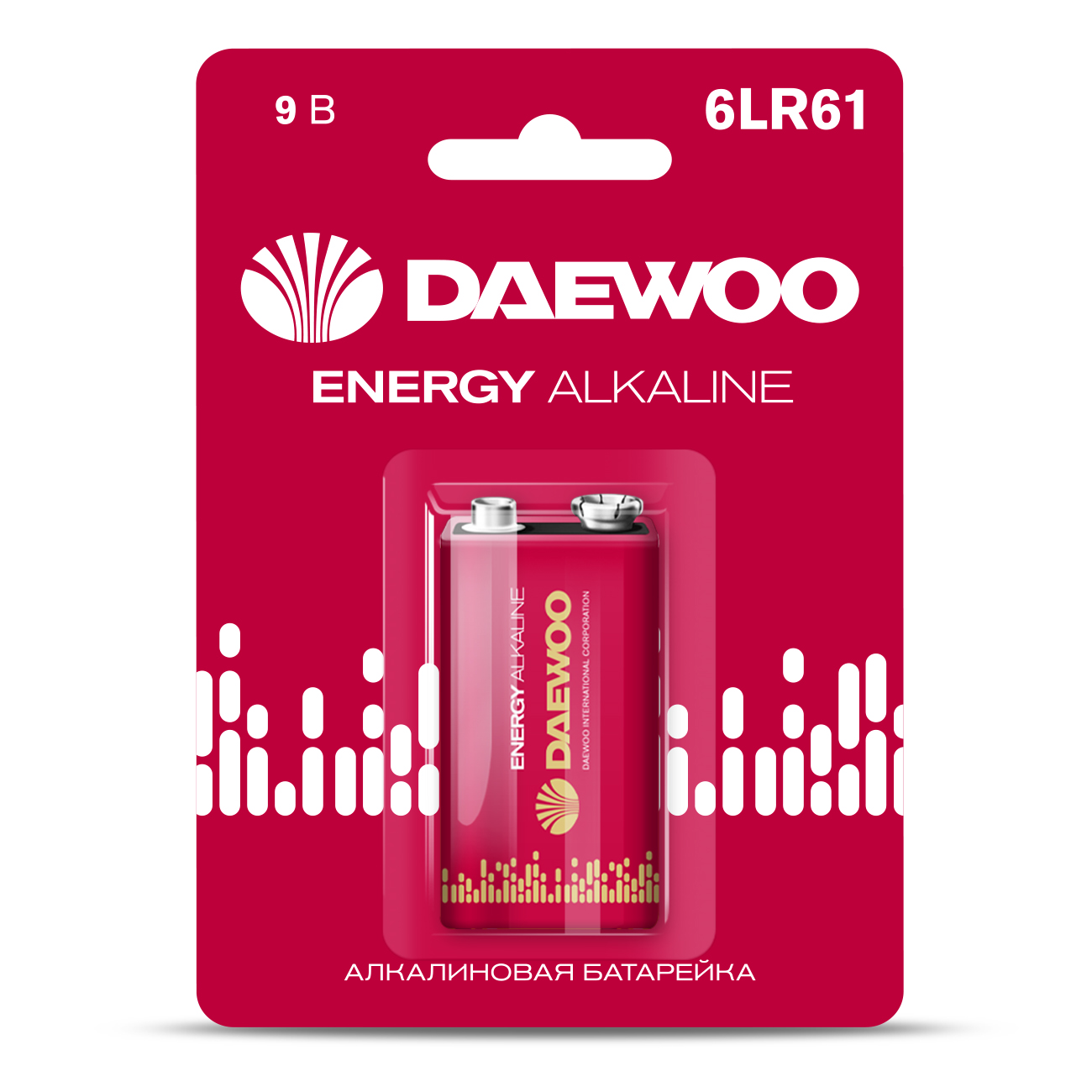 Батарейка алкалиновая DAEWOO Energy Alkaline 6LR61 9V Крона 1 шт. 6LR61ЕА-1B - фото 2