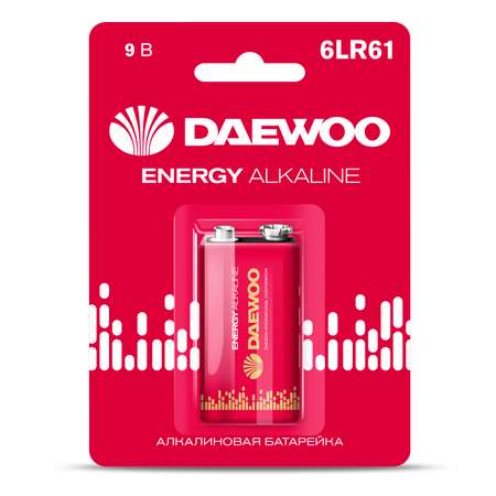 Батарейка алкалиновая DAEWOO Energy Alkaline 6LR61 9V Крона 1 шт. 6LR61ЕА-1B