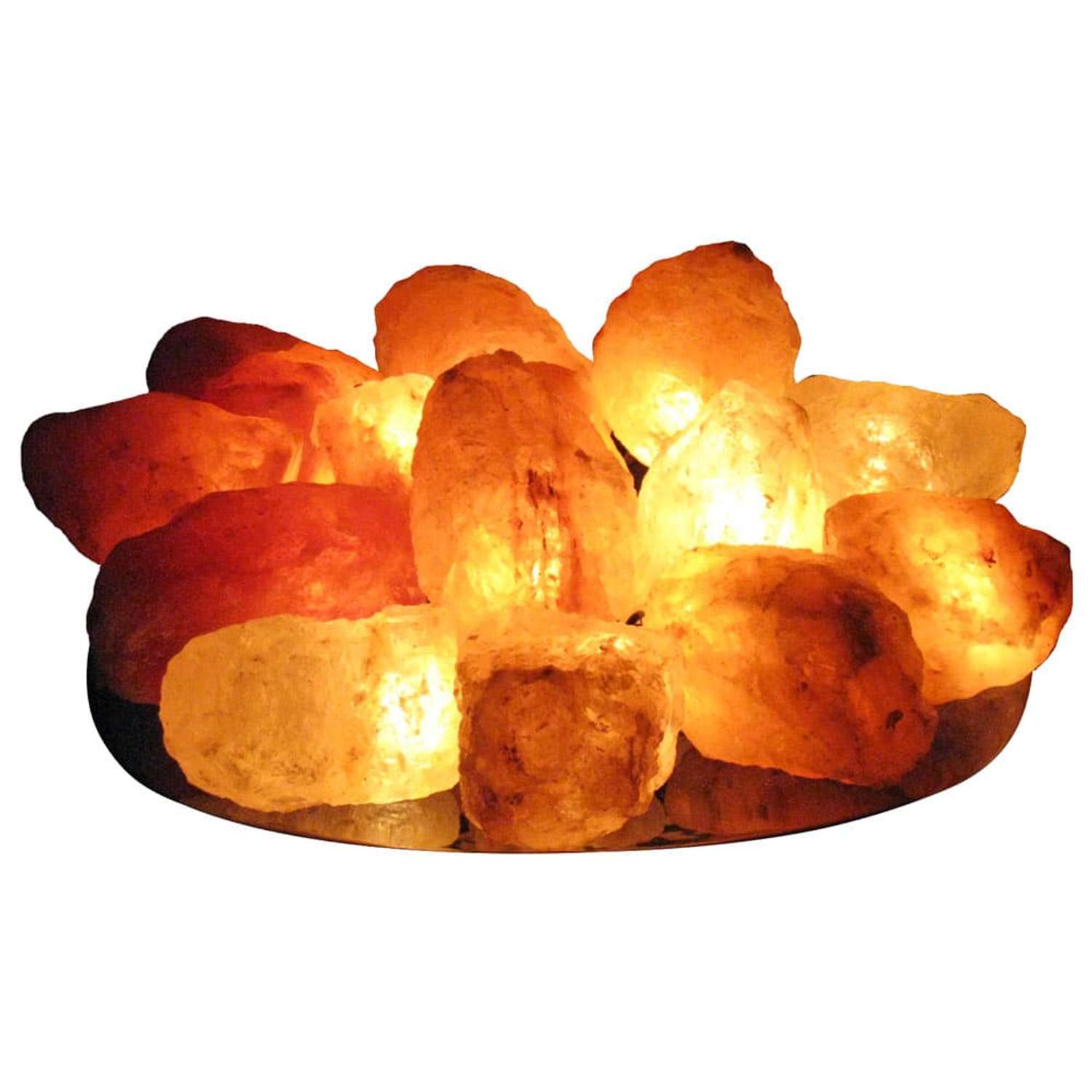 Солевая лампа Wonder Life Огненная чаша 15 камней на блюде 3-4кг Гималайская соль - фото 1