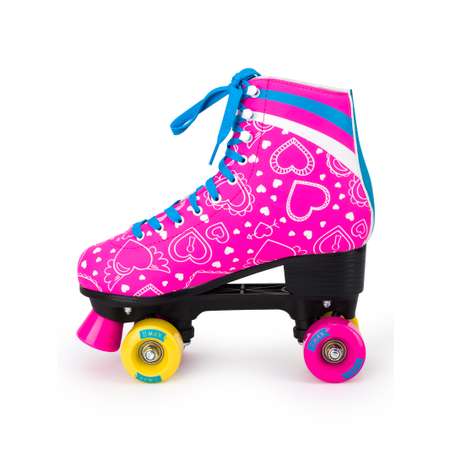 Роликовые коньки SXRide Roller skate YXSKT04BLPN36 цвет розовые с белыми сердечкам размер 36
