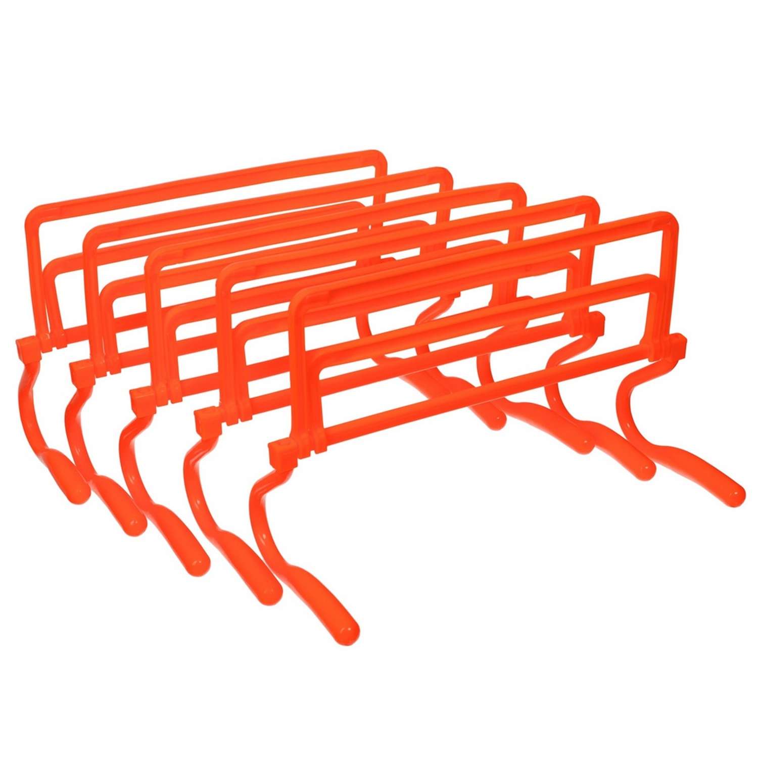 Набор спортивных барьеров STRONG BODY 5 штук Регулировка уровня высоты: 15 см 22 см и 28 см Оранжевые - фото 2
