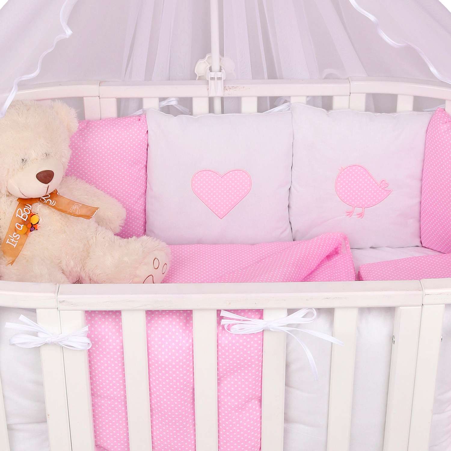 Комплект постельного белья Amarobaby Кроха Premium 7предметов Розовый - фото 5