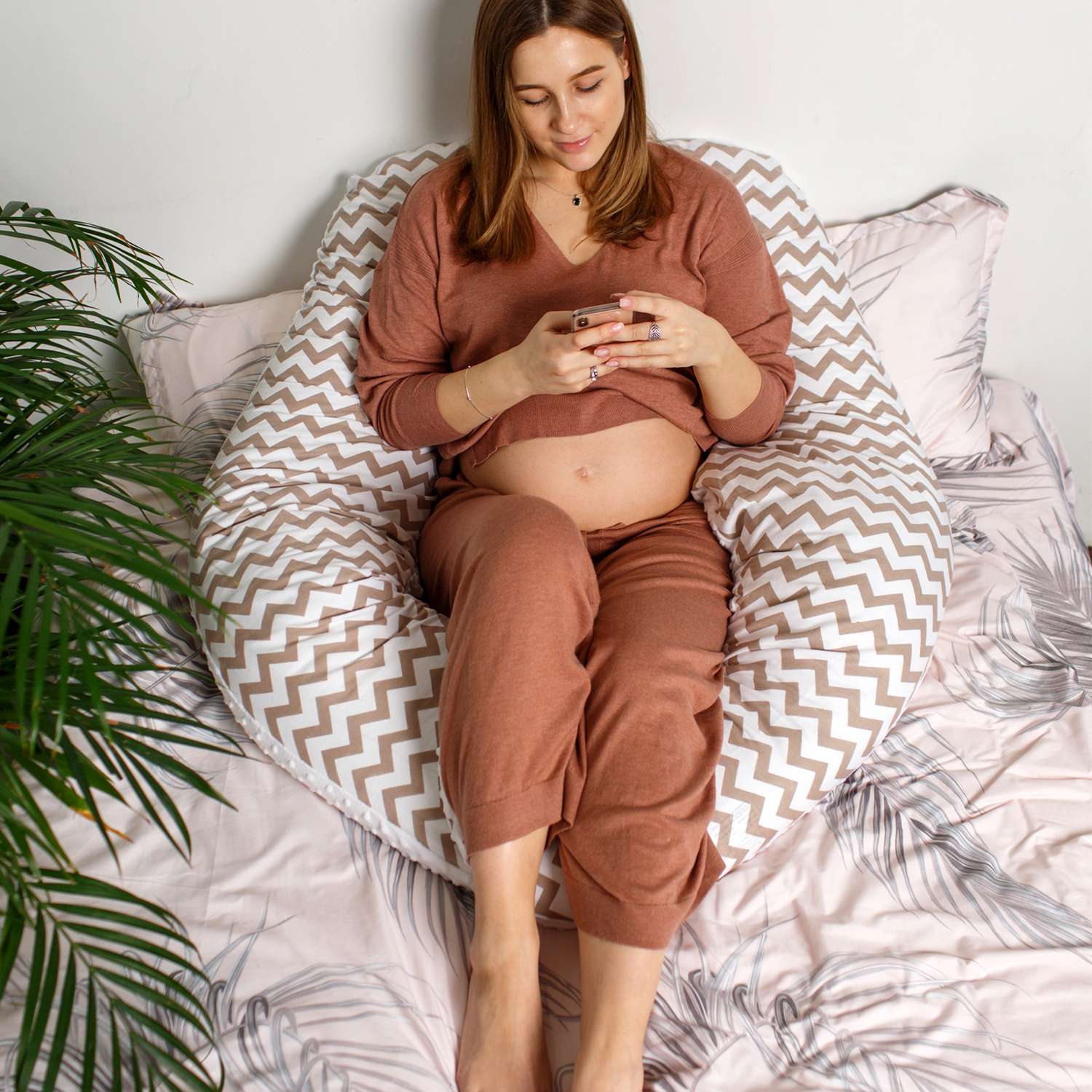 Подушка для беременных AmaroBaby анатомическая Exclusive Soft Collection 340х72 см папоротники - фото 8