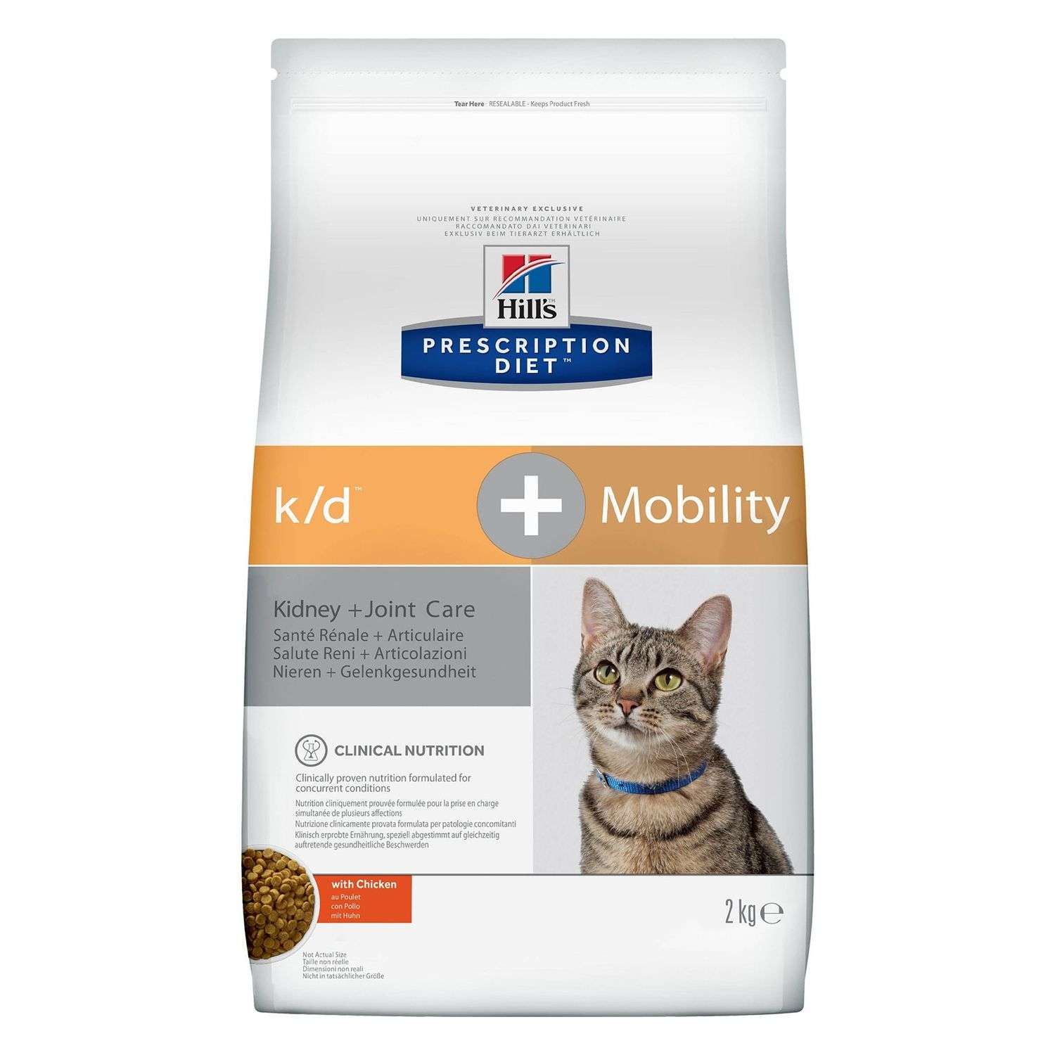 Корм для кошек HILLS 2кг Prescription Diet k/d Mobility Kidney Joint Care для почек и суставов с курицей сухой - фото 1
