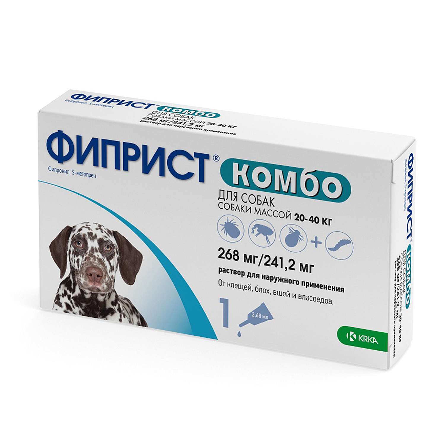Препарат инсектоакарицидный для собак KRKA Фиприст Комбо 2.68мл №1 пипетка - фото 1