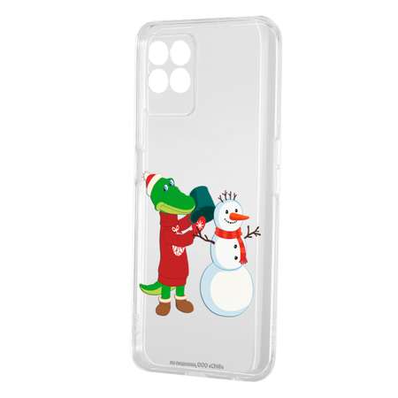 Силиконовый чехол Mcover для смартфона Realme 8i Союзмультфильм Крокодил Гена и снеговик