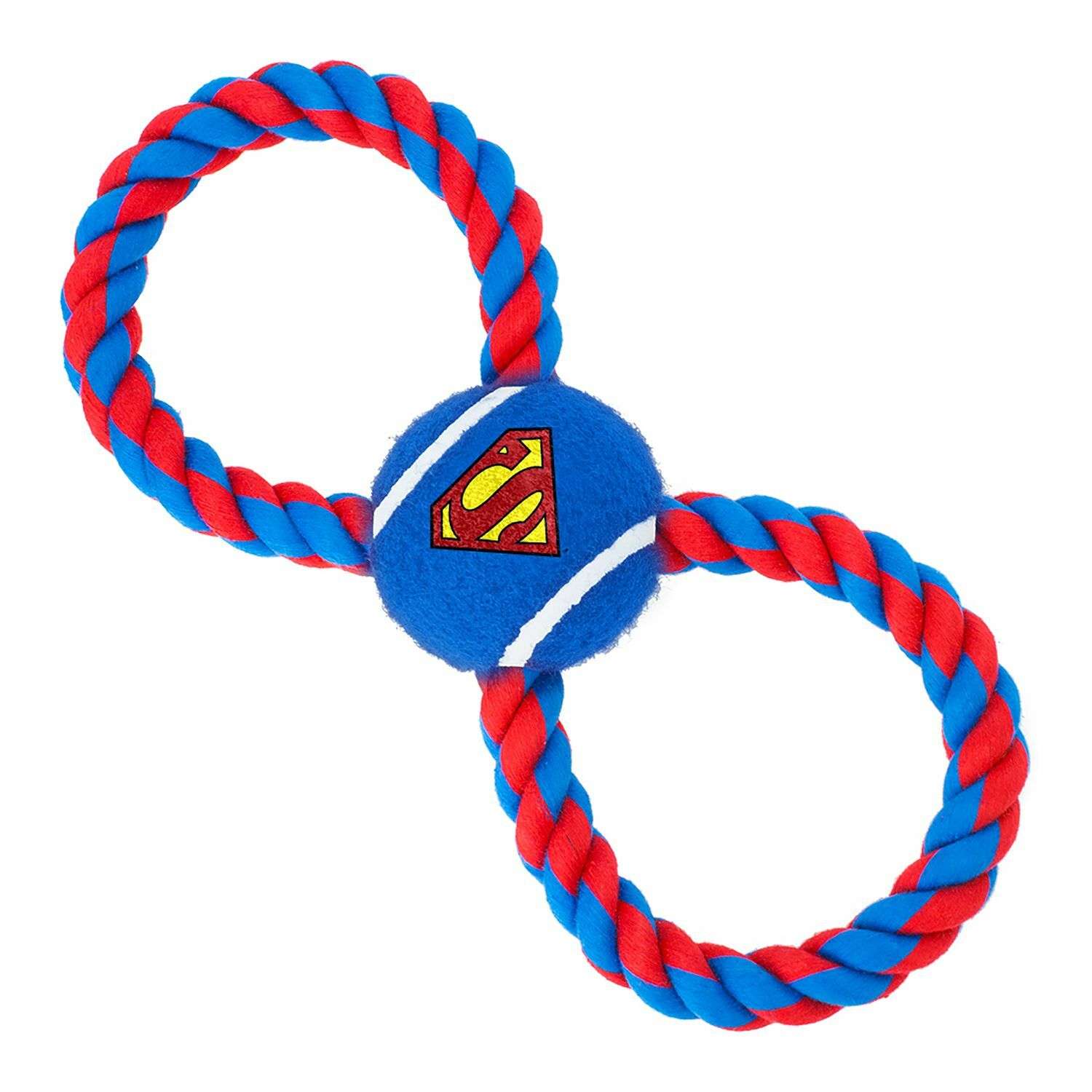 Игрушка для собак Buckle-Down Мяч на веревке Супермен Синий - фото 1