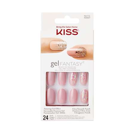 Накладные ногти Kiss с клеем Розовая пыль короткой длины 24шт. KGN07XC